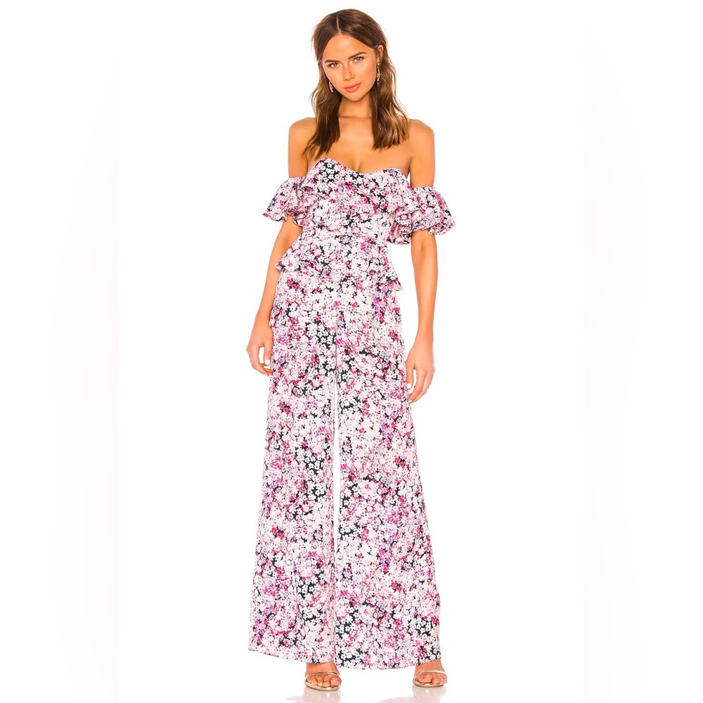Michael Costello x REVOLVE Tatiana Jumpsuit, Pink Blossom, Size S